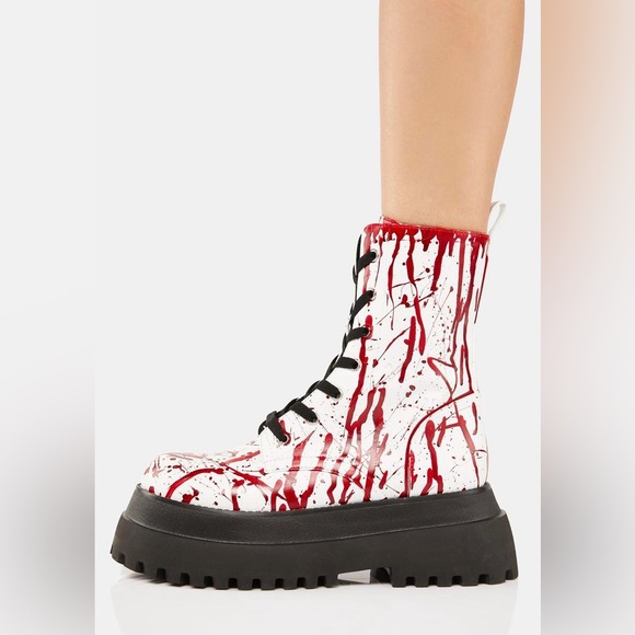 Dolls Kill TRICKZ N' TREATZ SCREAM QUEEN COMBAT BOOTS Size 9 Platform Gothic - Picture 1 of 15